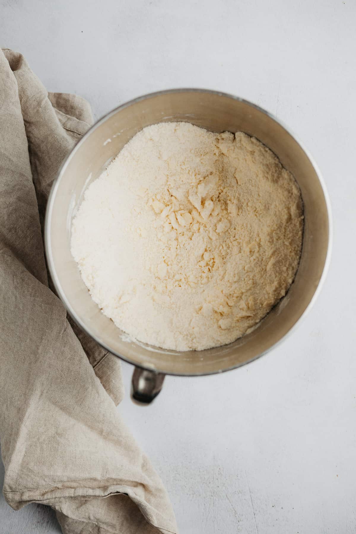 Vanilla cake dry ingredients in a bowl