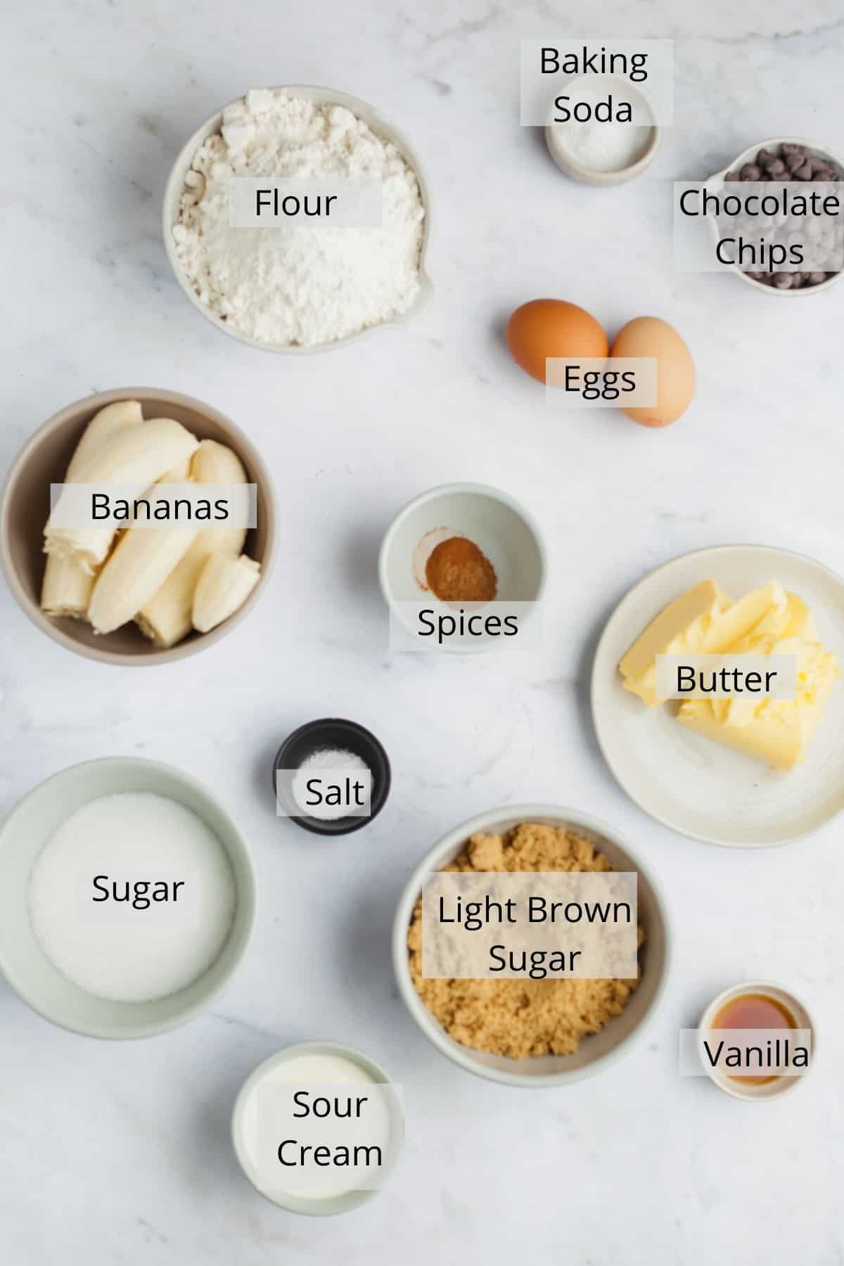 ingredients for banana bundt cake