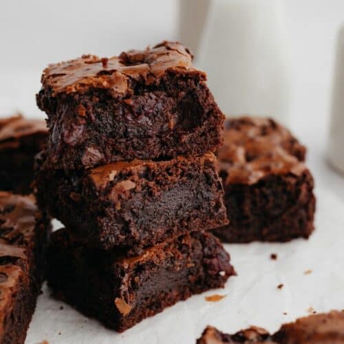 A stack of cherry brownies.