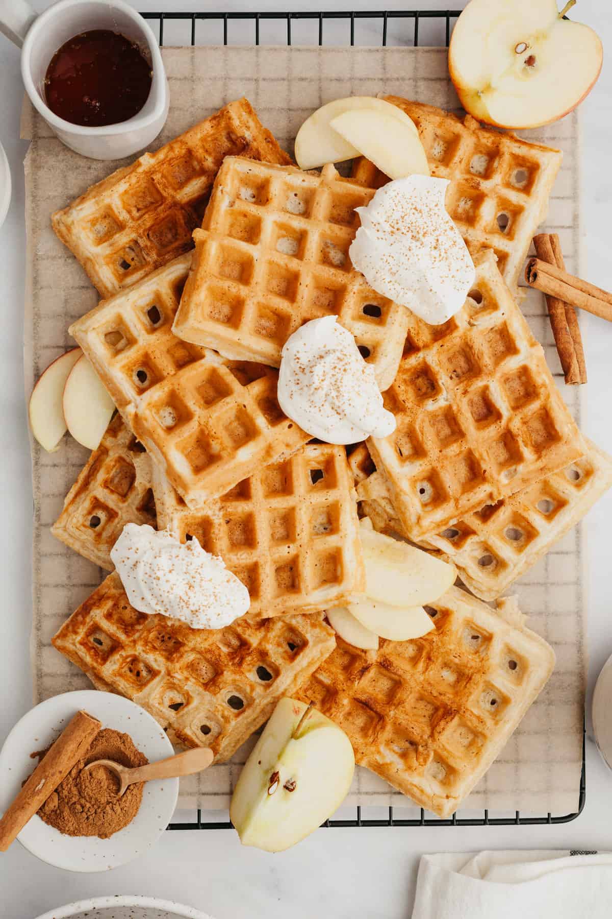 Waffles on parchment paper.