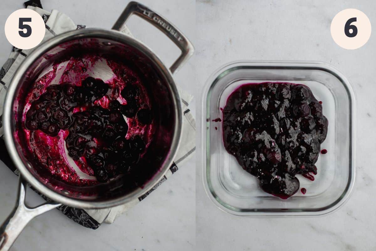 steps 5 and 6 to make a blueberry filled cake,