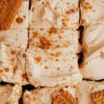 A close up of Biscoff buttercream, sprinkled with Biscoff cookie crumbs.