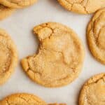 chocolate chipless cookies on parchment paper.