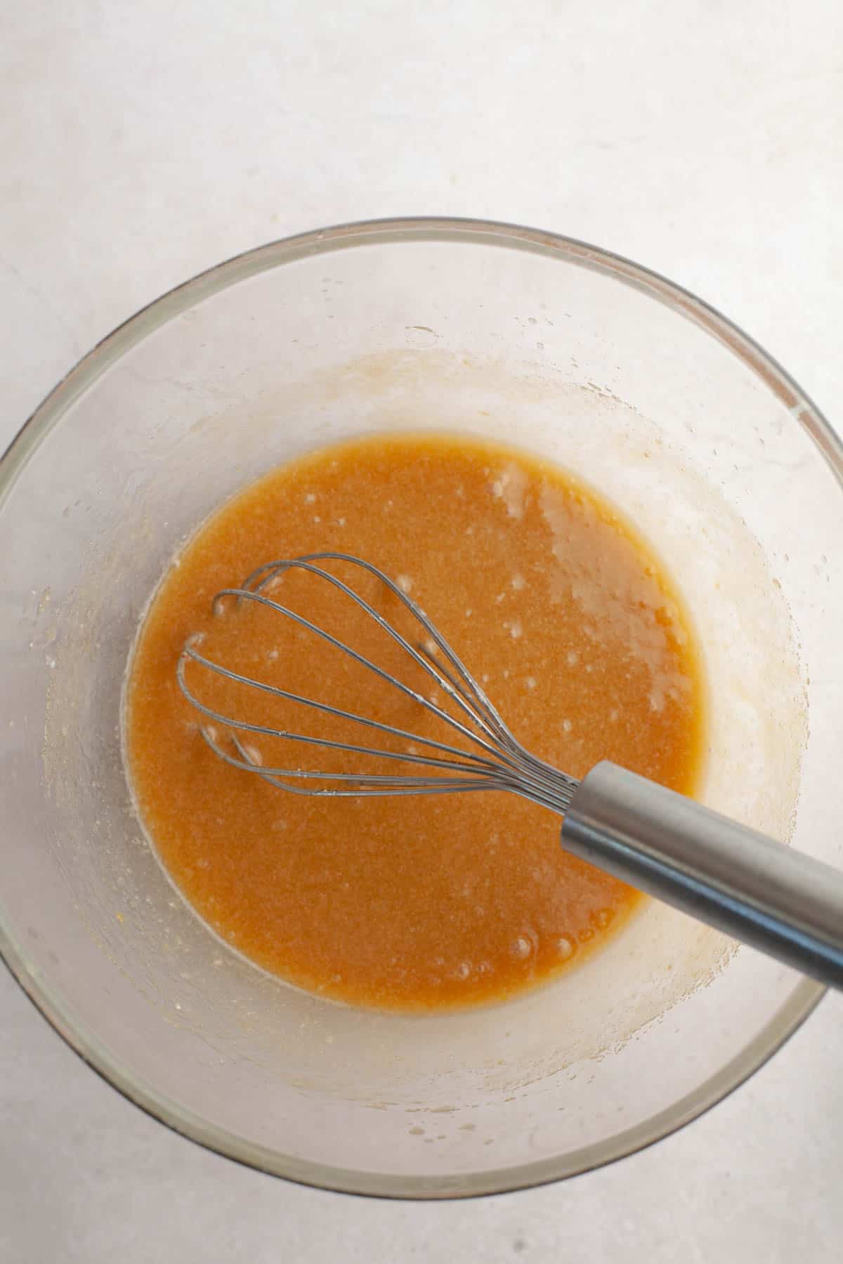 Gingerbread cake batter in a bowl.