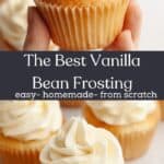Cupcakes frosted with vanilla bean buttercream.