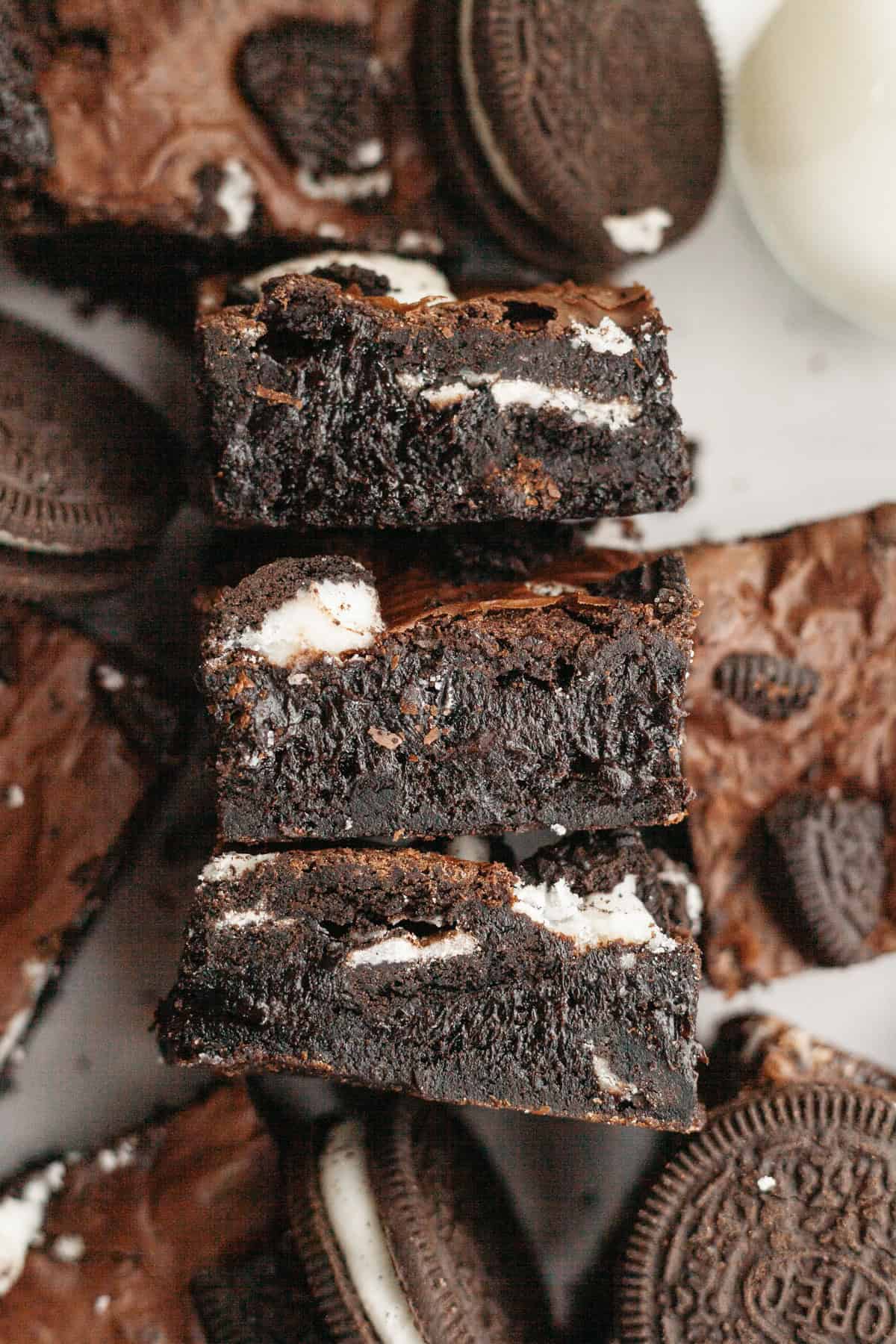 An overhead shot of Oreo brownies.
