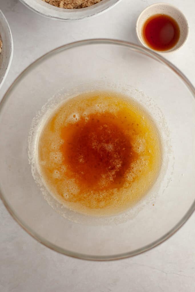Brown butter in a glass bowl.