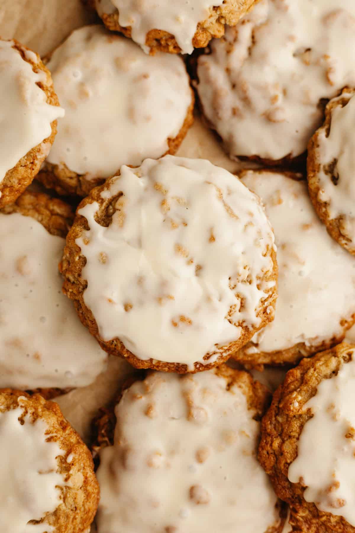Cardamom Oatmeal Cookies with Maple Espresso Glaze - Alpine Ella