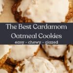 A close up of glazed cardamom oatmeal cookies.