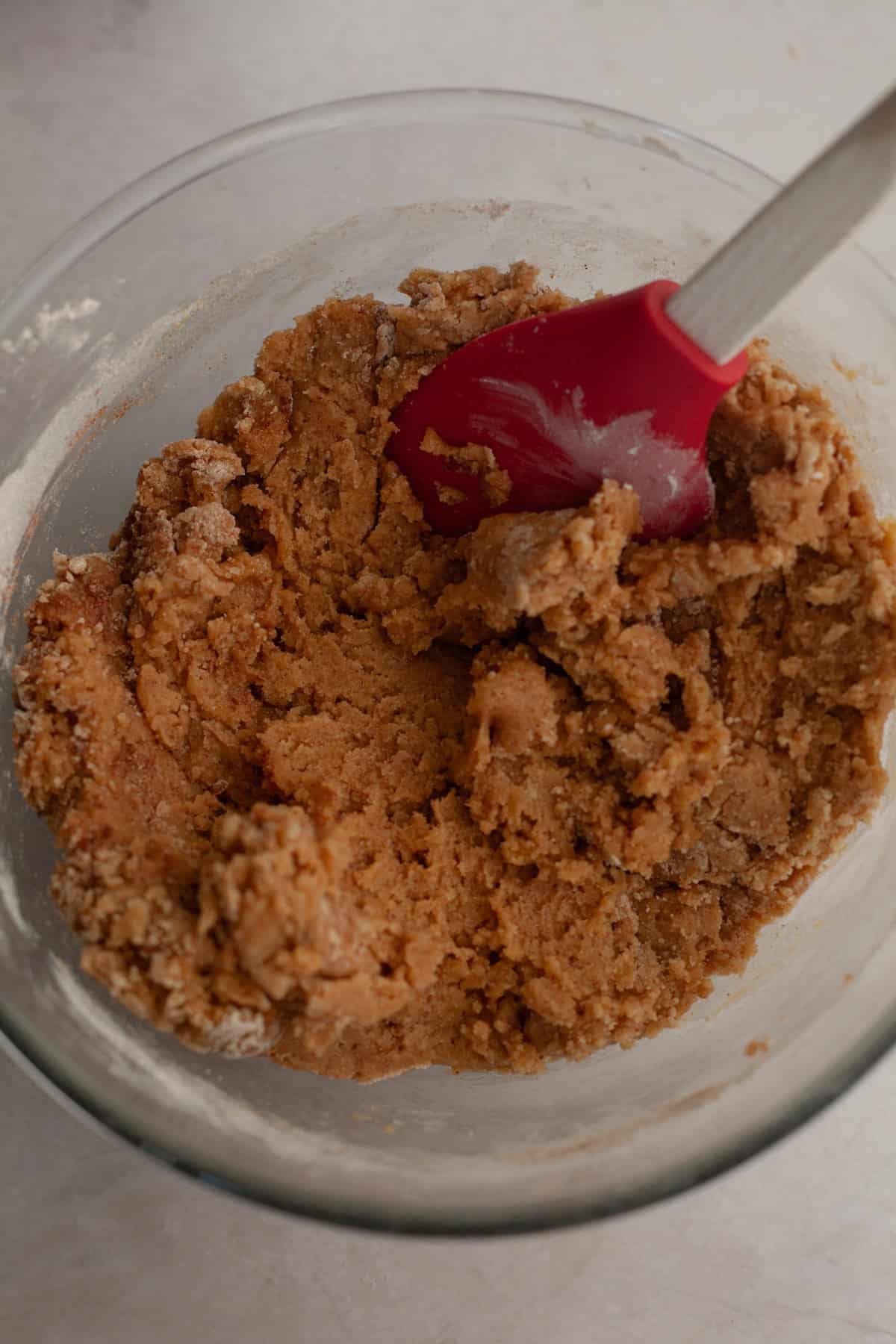 Brown butter cookie dough in a bowl.