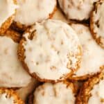 A close up of glazed cardamom oatmeal cookies.