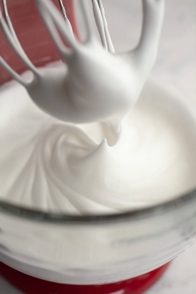 A stand mixer with meringue.