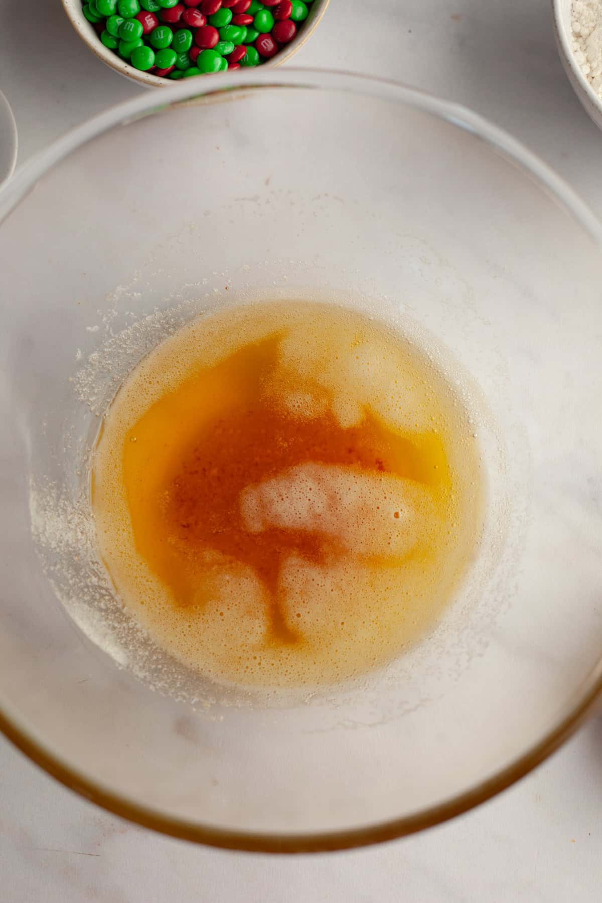 Brown butter in a glass bowl.